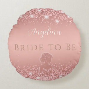 Elegant Rose Gold Luxe Shimmer Bridal Shower  Round Pillow