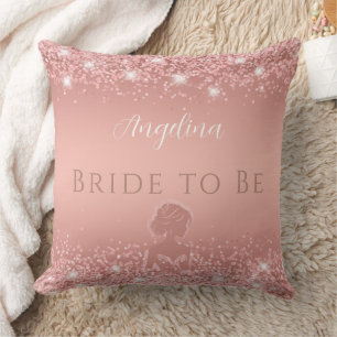Elegant Rose Gold Luxe Shimmer Bridal Shower  Throw Pillow