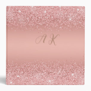 Elegant Rose Gold Luxe Shimmer Monogram Binder