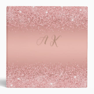 Elegant Rose Gold Luxe Shimmer Monogram  Binder