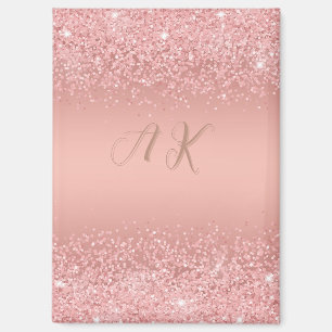 Elegant Rose Gold Luxe Shimmer Monogram Magnet