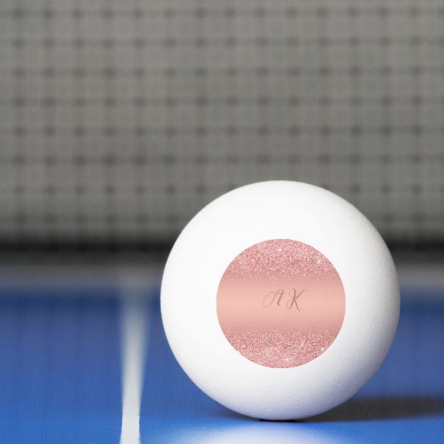 Elegant Rose Gold Luxe Shimmer Monogram Ping Pong Ball (Net)