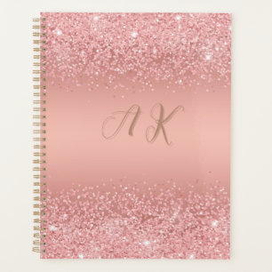 Elegant Rose Gold Luxe Shimmer Monogram Planner