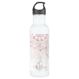 Elegant rose gold mandala confetti design 710 ml water bottle