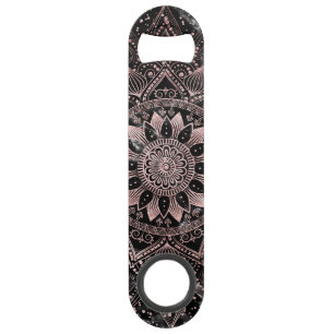 Elegant rose gold mandala dots and marble artwork. speed bottle opener