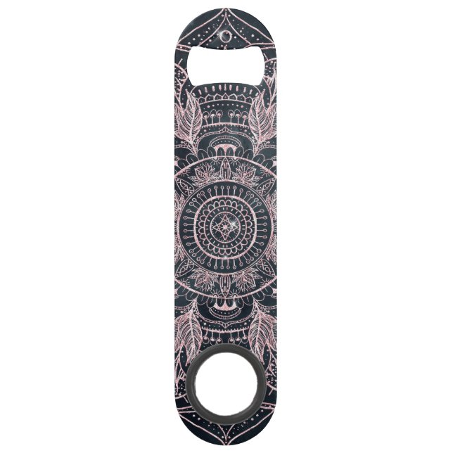 Elégant Rose Gold Mandala Gray Nebula Design (Devant)