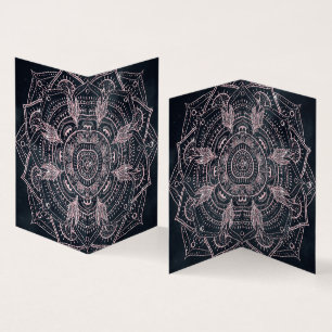 Elegant Rose Gold Mandala Gray Nebula Design Business Card