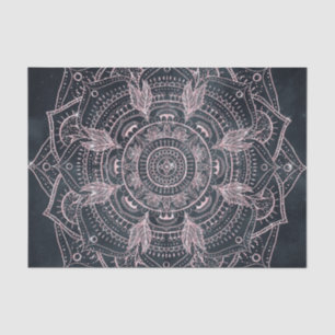 Elegant Rose Gold Mandala Gray Nebula Design Tissue Paper