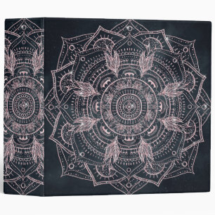 Elegant Rose Gold Mandala Grey Nebula Design Binder