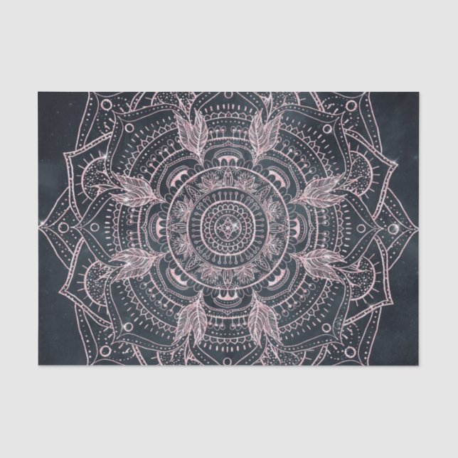 Elegant Rose Gold Mandala Grey Nebula Design Tissue Paper (Front)