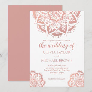 Elégant Rose Gold Mandala Invitation