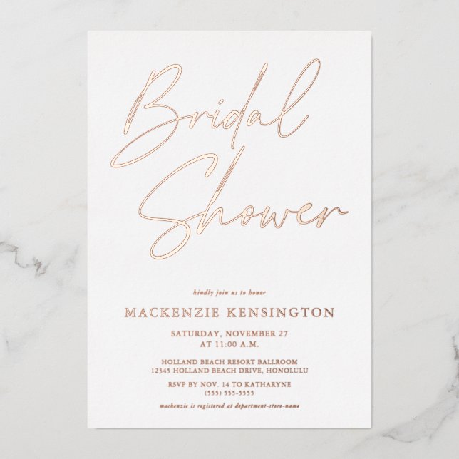 Elegant Rose Gold Marble Bridal Shower (Front)