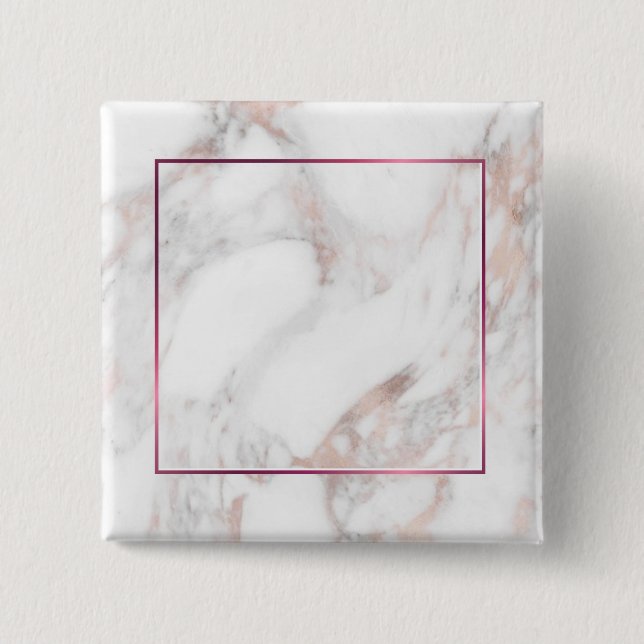 Elegant Rose Gold Marble Custom Blank Template 2 Inch Square Button (Front)