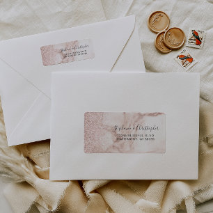 Élégant Rose Gold Marble Mariage Adresse de retour