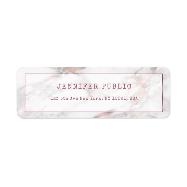 Élégant Rose Gold Marble Modèle Adresse de retour (Devant)
