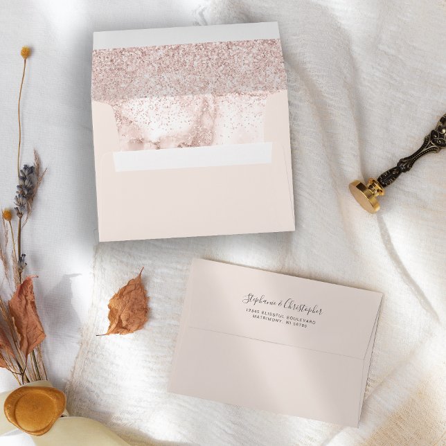 Elegant Rose Gold Marble Ombre Glitter Blush Pink Envelope (Creator Uploaded)