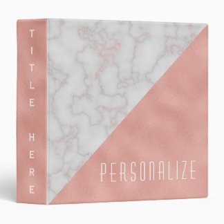 Elegant Rose Gold Marble Stone Grey Pink Binder