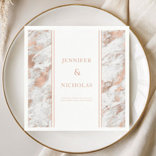 Elegant Rose Gold Marble Wedding Napkin