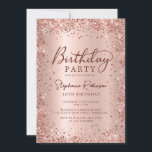 Elegant Rose Gold Metallic Glitter 10th Birthday  Invitation<br><div class="desc">Modern elegant rose gold metallic and glitter 10th birthday invitations. This girly card design features stylish handwritten calligraphy script,  blush pink or rose gold faux brushed metallic background with loose glam glitter frame around. Easy to personalize,  perfect for any age.</div>
