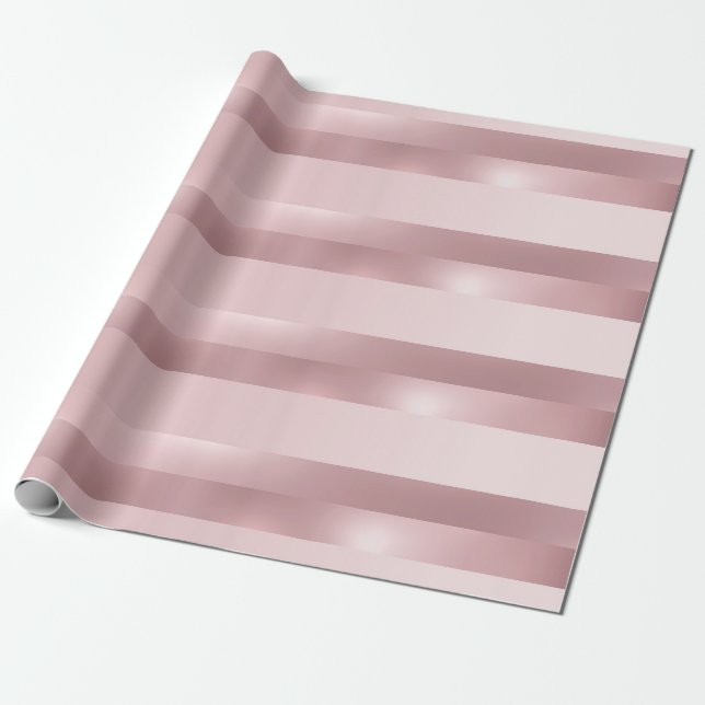 Elegant Rose Gold Metallic Look Modern Template Wrapping Paper (Unrolled)
