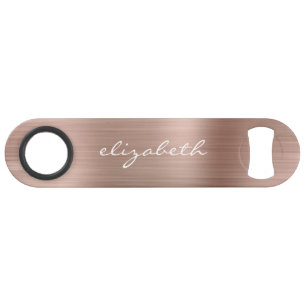 Elegant Rose Gold Metallic Personalized Bar Key