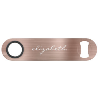 Elegant Rose Gold Metallic Personalized Bar Key