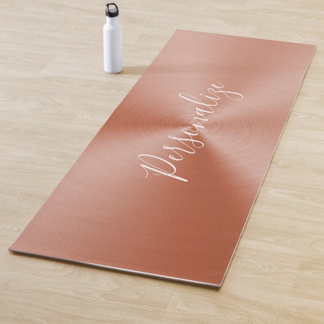 Elegant Rose Gold Metallic Personalized Zen Yoga Mat (In Situ)