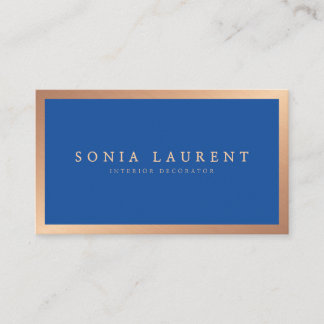 Elegant rose gold metallic royal blue minimalist business card