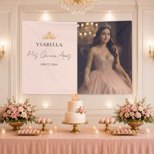 Elegant Rose Gold Mis Quince Años Photo Banner