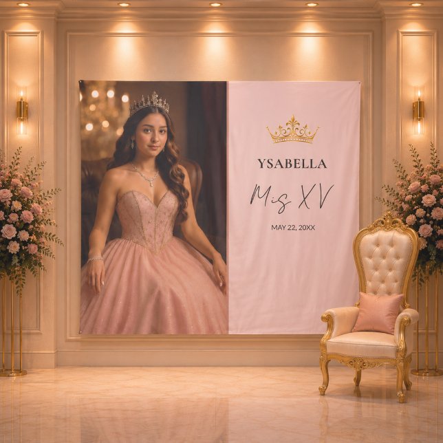 Elegant Rose Gold Mis XV Backdrop Tapestry (Creator Uploaded)