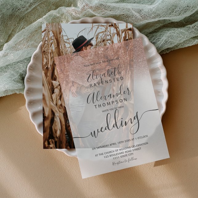 Elegant Rose Gold Modern Chic Wedding Vellum Invitations (Elegant Rose Gold Modern Chic Wedding Vellum Invitations)