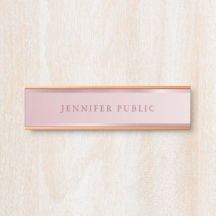 Elegant Rose Gold Modern Minimalist Template Door Sign