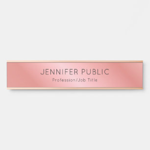 Elegant Rose Gold Modern Personalized Template Door Sign