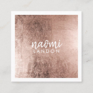 Elegant rose gold modern square minimalist white business card