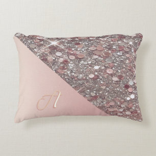 Elegant Rose Gold Monogram Accent Pillow
