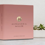 Elegant Rose Gold Monogram Binder<br><div class="desc">Elegant Minimal Luxury Brushed Metallic Gold Monogram Emblem Name Title Custom Text Pink Rose Gold Gradient Home Office Professional Work Back to School Recipe 3 ring binder</div>