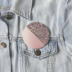 Elegant Rose Gold Monogram Button