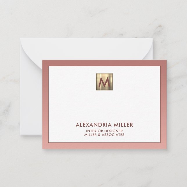 Elegant Rose Gold Monogram Card (Front)