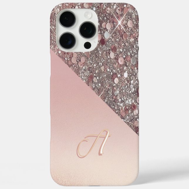 Elegant Rose Gold Monogram Case-Mate iPhone Case (Back)