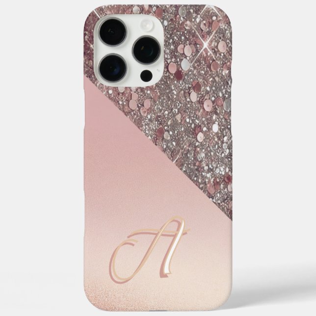 Elegant Rose Gold Monogram Case-Mate iPhone Case (Back)