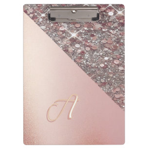 Elegant Rose Gold Monogram Clipboard