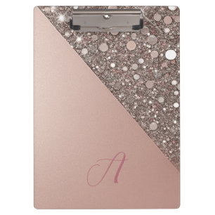Elegant Rose Gold Monogram Clipboard