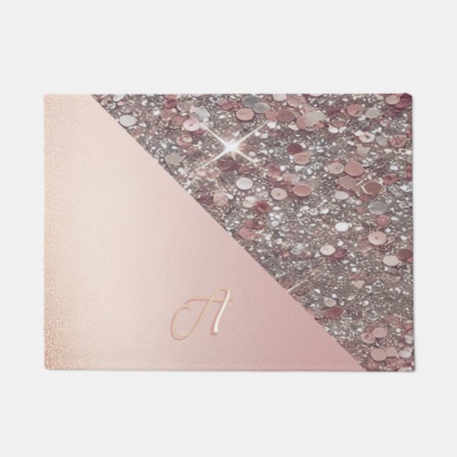 Elegant Rose Gold Monogram Doormat (Front)