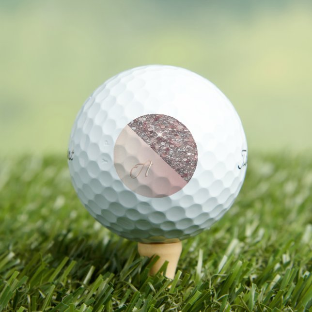 Elegant Rose Gold Monogram  Golf Balls (Insitu Tee)