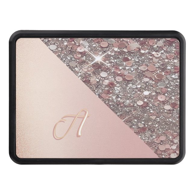 Elegant Rose Gold Monogram Hitch Cover (Front)