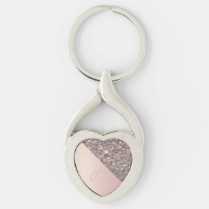 Elegant Rose Gold Monogram Keychain