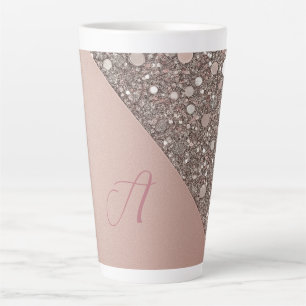 Elegant Rose Gold Monogram Latte Mug