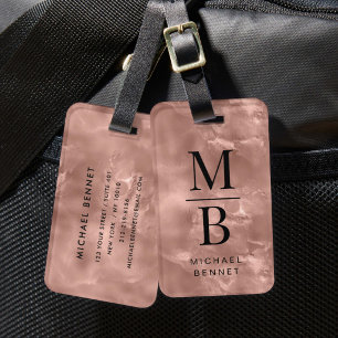 Elegant Rose Gold Monogram Luggage Tag