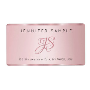 Elegant Rose Gold Monogram Modern Simple Template