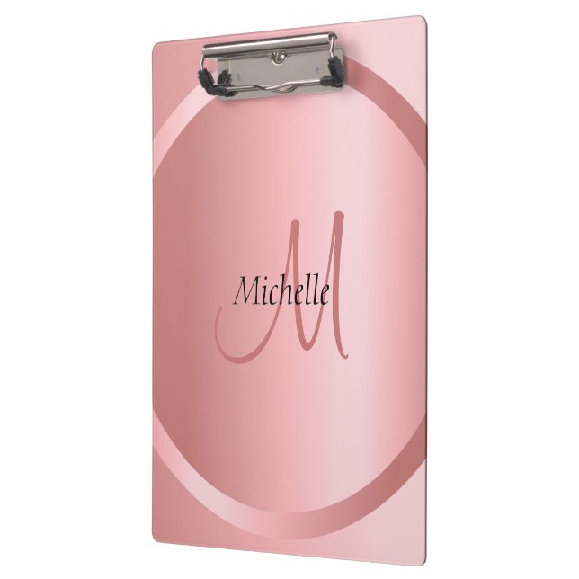 Elegant Rose Gold Monogram Modern Template Clipboard (Left)